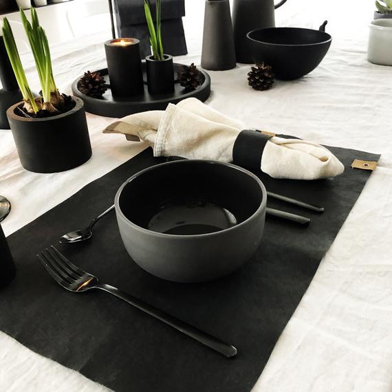 Black Placemats / Washable Paper Placemat / Modern Placemats / Rectangle Placemat / Black Table Decor / Placemats Set / Wedding Table Decor