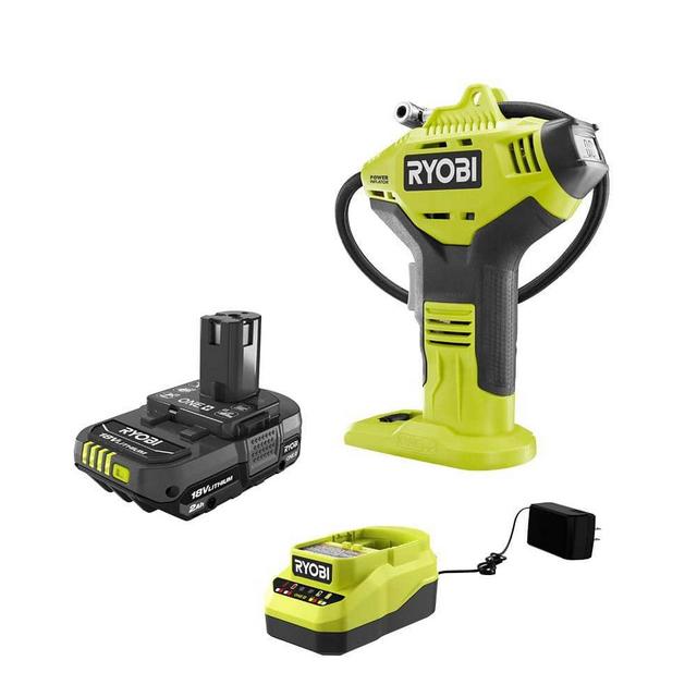 RYOBI ONE+ 18V Cordless High Pressure Inflator with Digital Gauge and 2.0 Ah Compact Battery and Charger Starter Kit P737D-PSK005 - The Home Depot