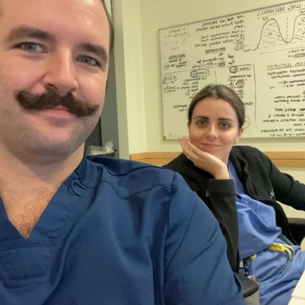 Sommer working a night shift in the NICU while Katie works nights on labor & delivery
