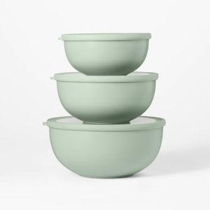 Set of 3 Plastic Mixing Bowl Set with Lids - Figmint™