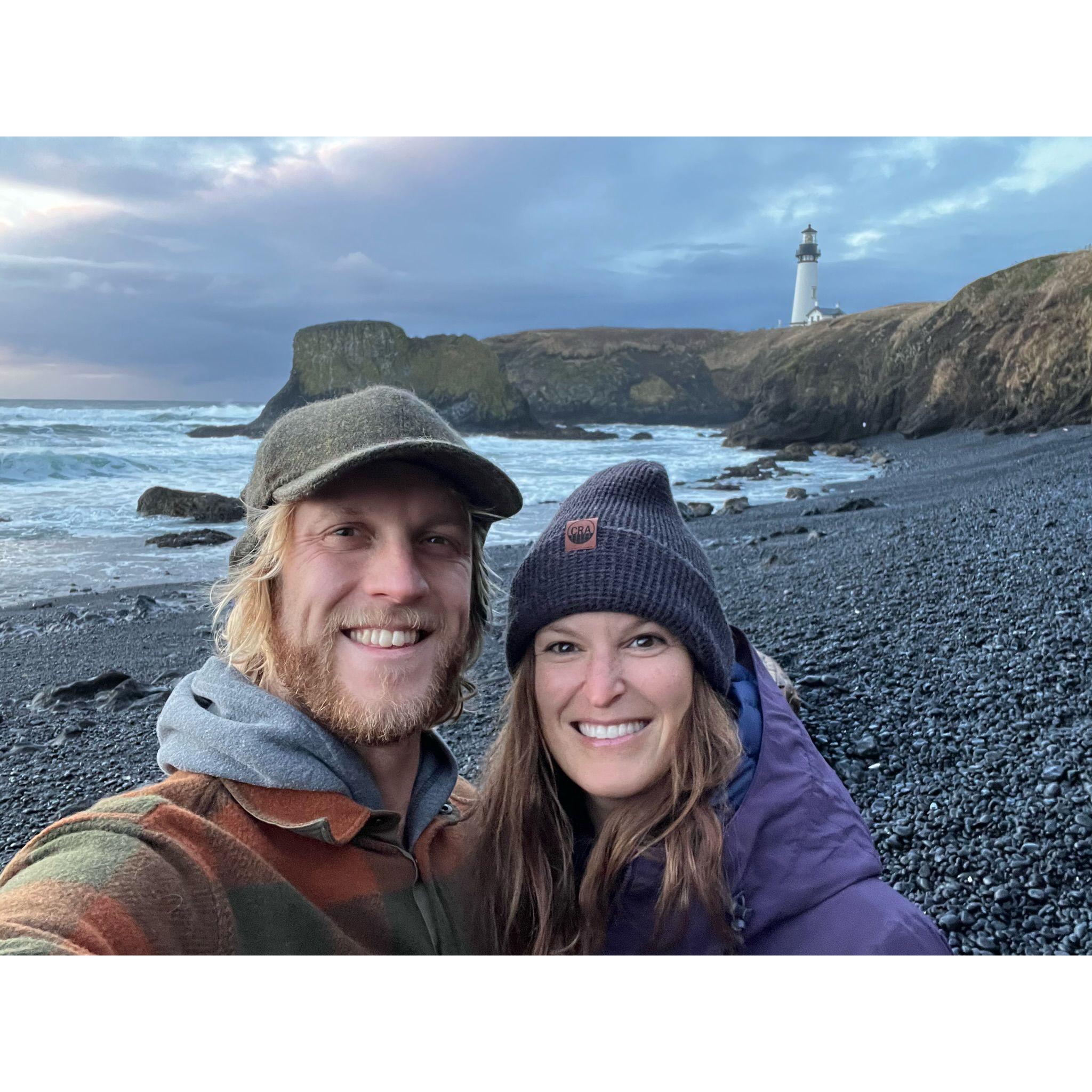 Looking back at the lighthouse after a curious seal friend visit on the Oregon coast.