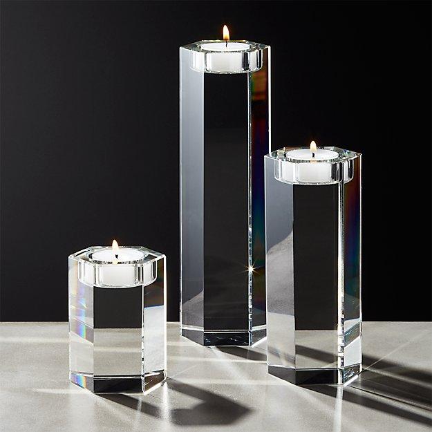 Hex Crystal Tea Light Candle Holders Set of 3