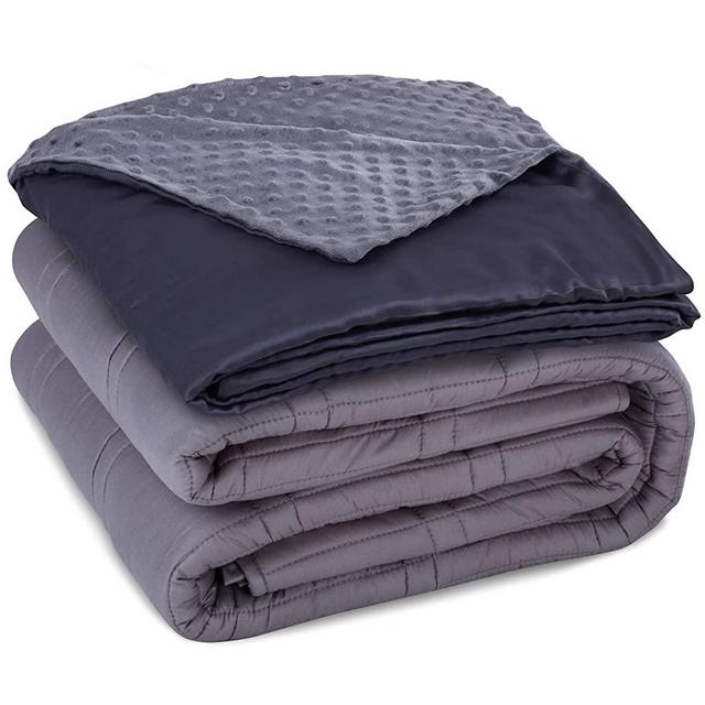 CoziRest Cooling Weighted Blanket - 25 lbs - 60x80 Queen Size - Cool Bamboo & Cozy Minky Dual-Sided Cover Included - Heavy Blanket for Adults from 240-280 lbs…