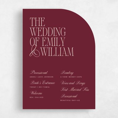 Wine, Red Wedding Program - Thisbe