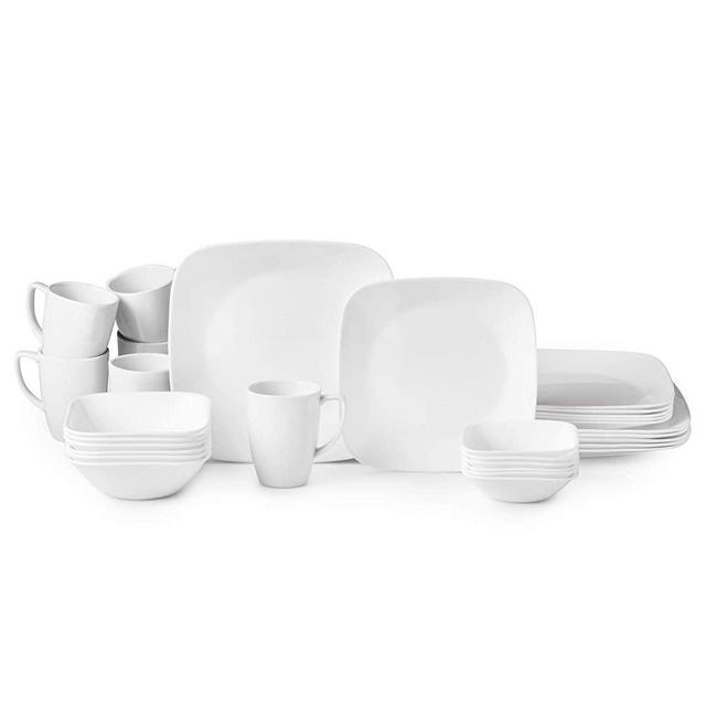 Corelle Boutique Square Vivid White 30-Piece Dinnerware Set, Service for 6
