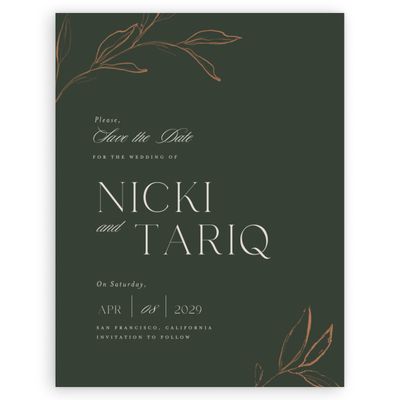 Deep Forest, Green Wedding Digital Save the Date - Finch Portrait