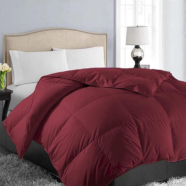 EASELAND All Season Soft Quilted Down Alternative Comforter Reversible Duvet Insert with Corner Tabs,Winter Summer Warm Fluffy,King,Burgandy,90x102 inches