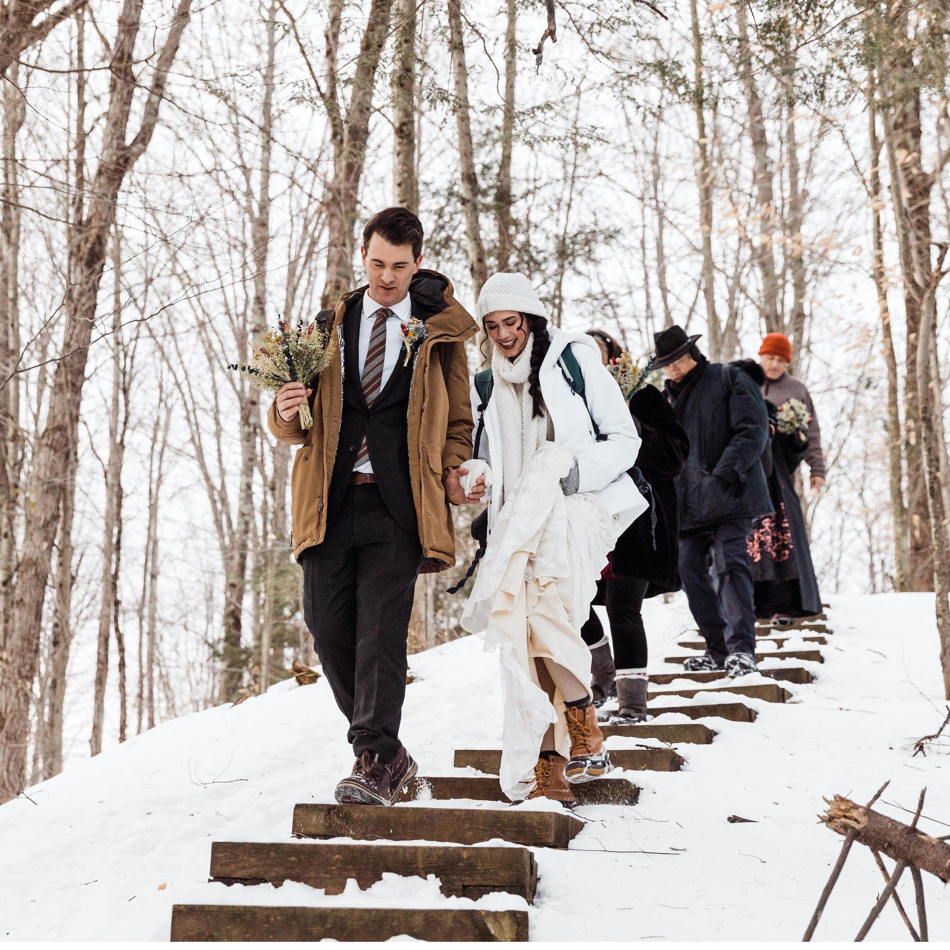 We began our wedding day at 6:45am with a sunrise hike to our ceremony location at Waterbury Center State Park.