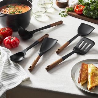 Silicone 5-Piece Cooking Utensil Set with Wood Handle