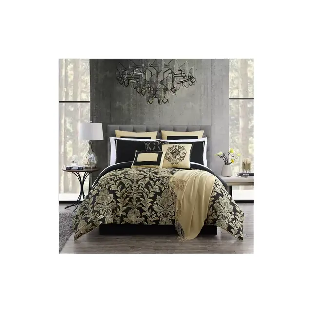 Saraya 14-Piece King Comforter Set in Black/Gold