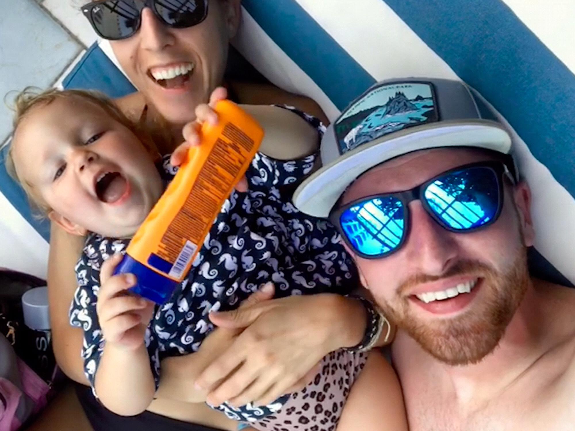 Tina, Clara and Ryan at the beach! Everyone is so happy!