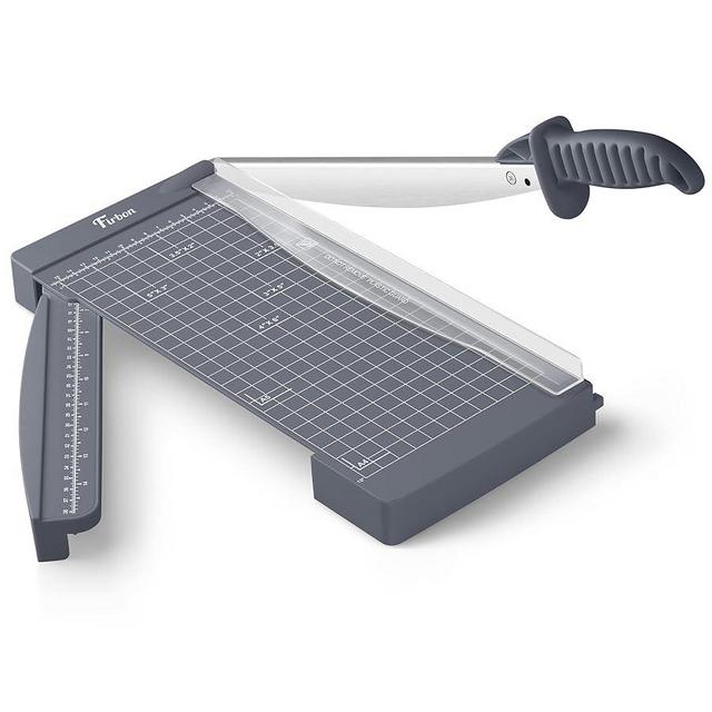 Firbon 12" Guillotine Paper Cutter with Hidden Ruler, Compact Heavy Duty 12-Sheet Capacity Trimmer for Cardstock, Photos, Scrapbooking, Office, Classroom, Studio (Gray)