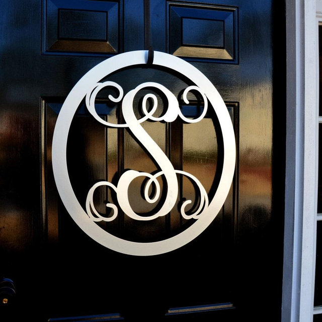 Metal Monogram Letter, Monogram Wreath, Door Hanger Monogram, Metal Monogram Letter, Oval Monogramed Wreath, Wall Art