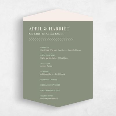 Green Diamond Wedding Program - Perch