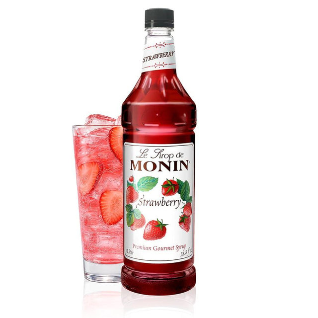 Monin - Strawberry Syrup, Mild and Sweet, Great for Cocktails and Teas, Gluten-Free, Non-GMO (1 Liter)