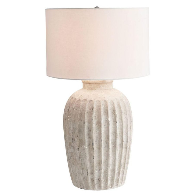 Anders 31" Round Table Lamp, White Base With Large Gallery Stright-Sided Shade, White