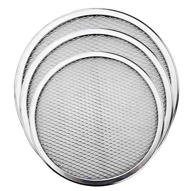Pizza Screen, 3PCS Aluminum Alloy Seamless Pizza Screen Non Stick Mesh Net Baking Tray Cookware Kitchen Tool For Oven, BBQ 10 inch and 12 inch,14 inch