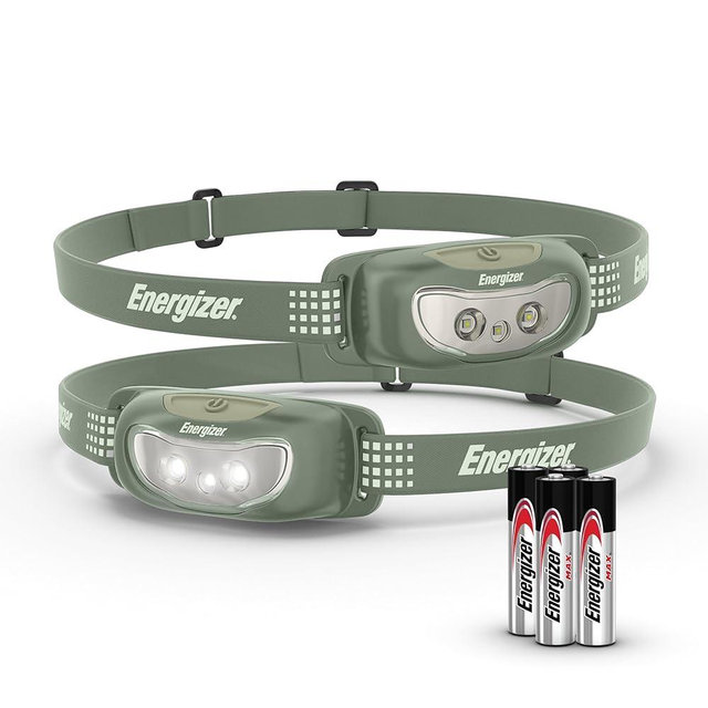 Energizer Universal+ LED Headlamp, Lightweight Bright Headlamp for Outdoors, Camping and Emergency Light for Adults and Kids, Includes Batteries, Pack of 2