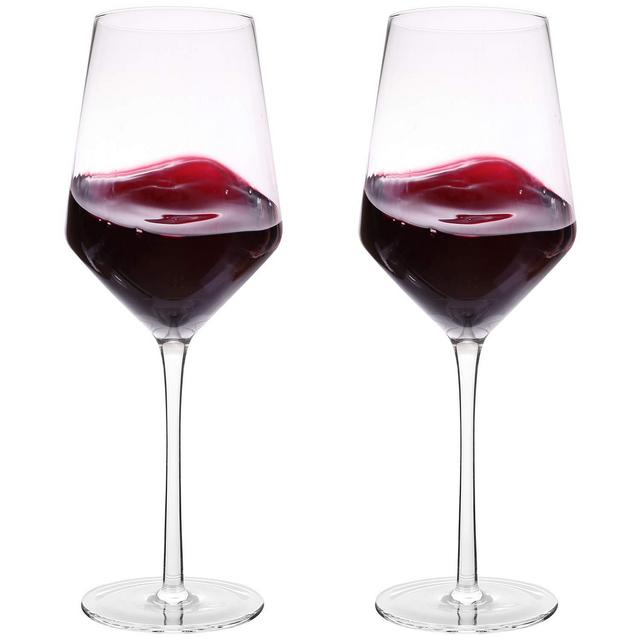 Hand Blown Crystal Wine Glasses - Bella Vino Classy Red/White Wine Glass Made from 100% Lead-Free Premium Crystal Glass, 16 Oz, 9&quot;, Perfect for Any Occasion, Great Gift, Set of 2, Clear