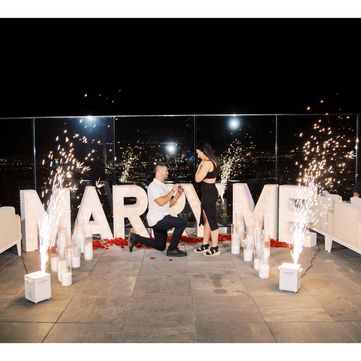 Rick planned a surprise engagement at the Legacy Club rooftop in Las Vegas