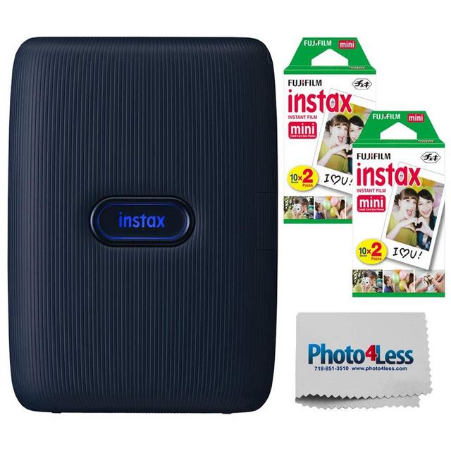 Fujifilm Instax Mini Link Smartphone Printer (Dark Denim) + Fuji Instax Mini Film (40 Sheets) - Instax Mini Link Printer Bundle
