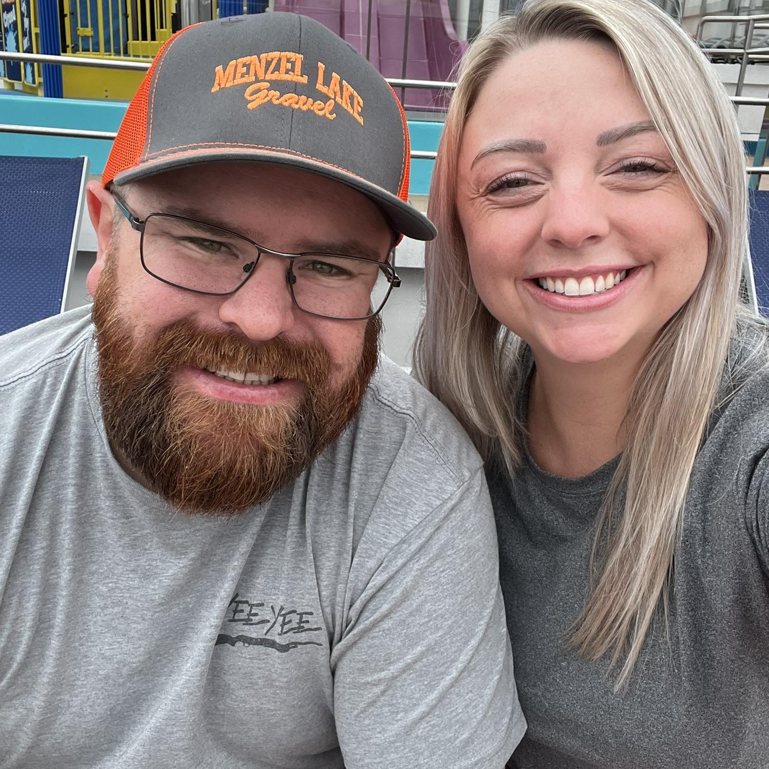 Eating lunch on the cruise ship while waiting for our room to be ready
