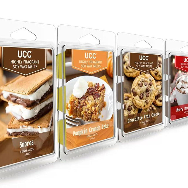 UCC Fall Wax Melts, Premium Plant Based Natural Autumn Soy Scented Melts Cubes, Wax Melts Tarts, Colored Wax Melt - 4 Pack
