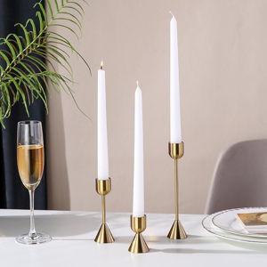 Brass Gold Candlestick Holder,Taper Candle Holders,Set of 3 Candle Stick Holders,Vintage Modern Decorative Centerpiece for Table Mantel Wedding Housewarming Gift