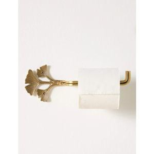 Gingko Leaf Brass Toilet Paper Holder