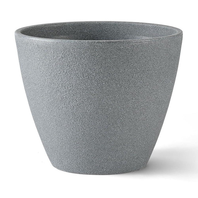 ARBORA 20" Valencia Polyresin Indoor and Outdoor Planter with Stone Blend Concrete Gray Finish - Durable, Weatherproof, Lightweight, Large Plant Pot for Patio, Garden, Deck, Entryway