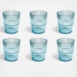 Ribbed Acrylic Double Old Fashioned Glass, Set of 6