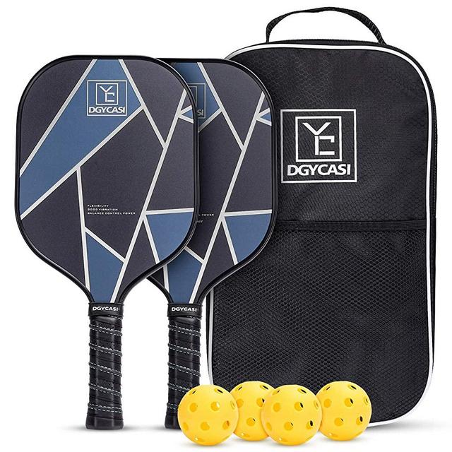 YC DGYCASI Graphite Pickleball Paddles Set of 2, 2022 USAPA Approved, Carbon Fiber Surface (CHS), Polypropylene Honeycomb Core, Anti-Slip Sweat-Absorbing Grip, 4 Pickleball, Portable Carry Bag