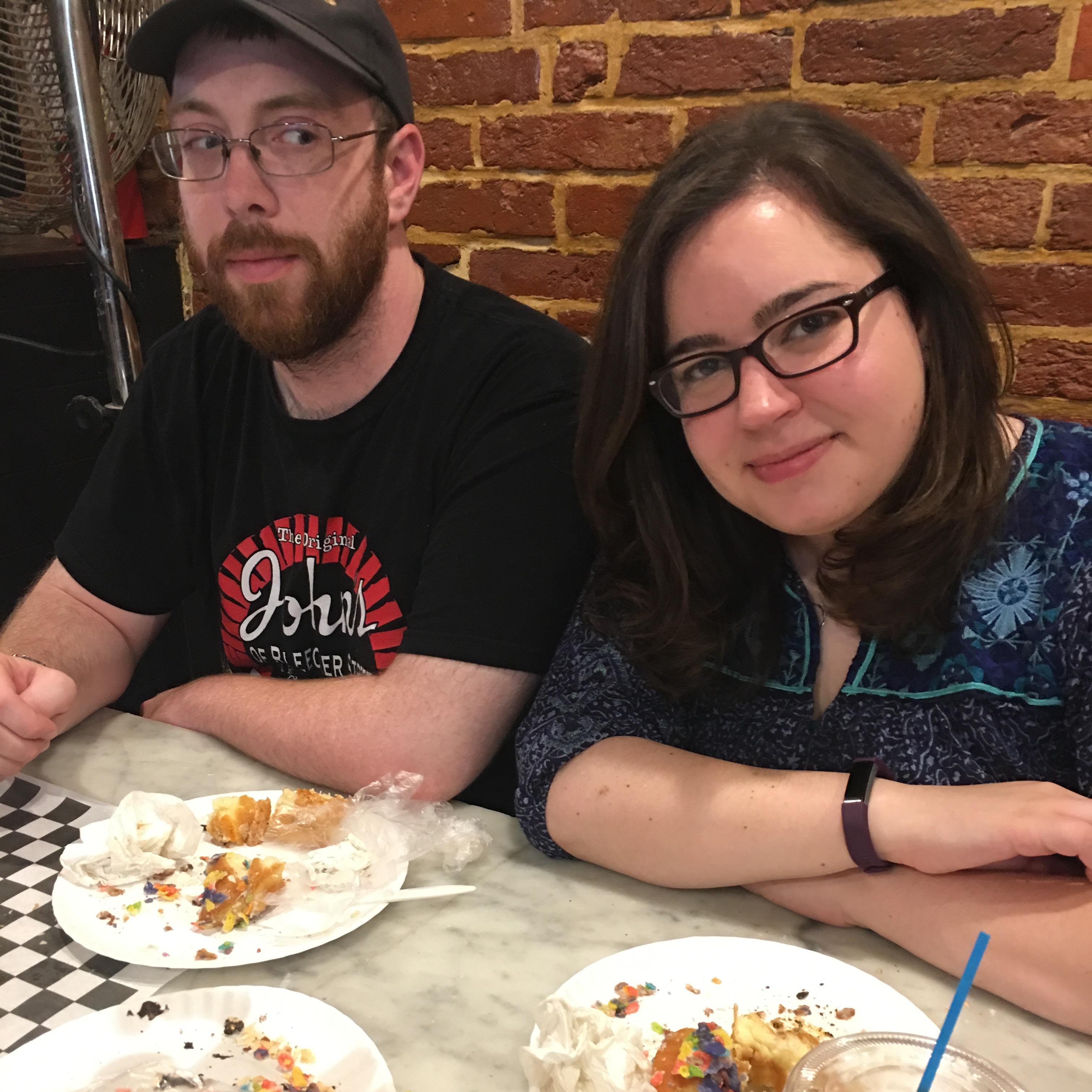 Tasting doughnuts for our wedding!