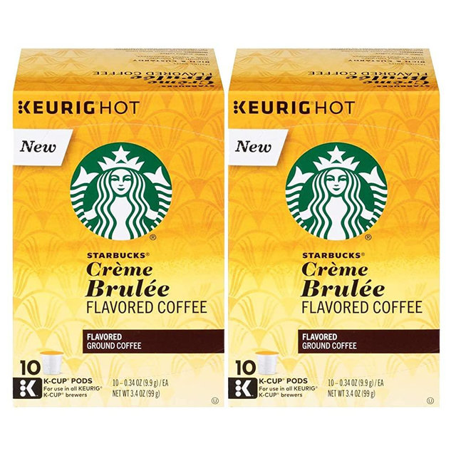 Starbucks Crème Brulée Flavored Blonde Roast Single Cup Coffee for Keurig Brewers, 10 Count - Pack of 2