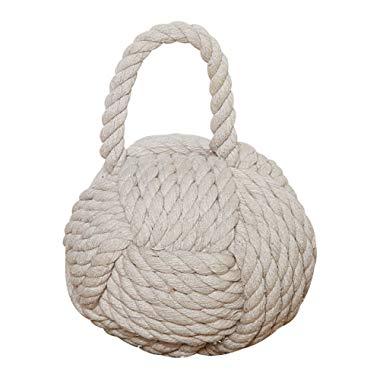 Creative Co-Op Nautical Rope Knot Cotton Door Stop, Ivory