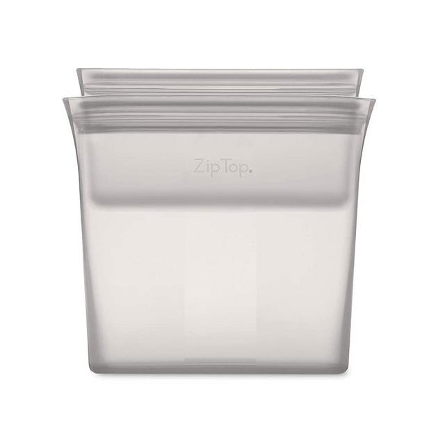 Zip Top Reusable 100% Silicone Food Storage Bags and Containers - 2 Bag Set - Sandwich & Snack Bags - Gray