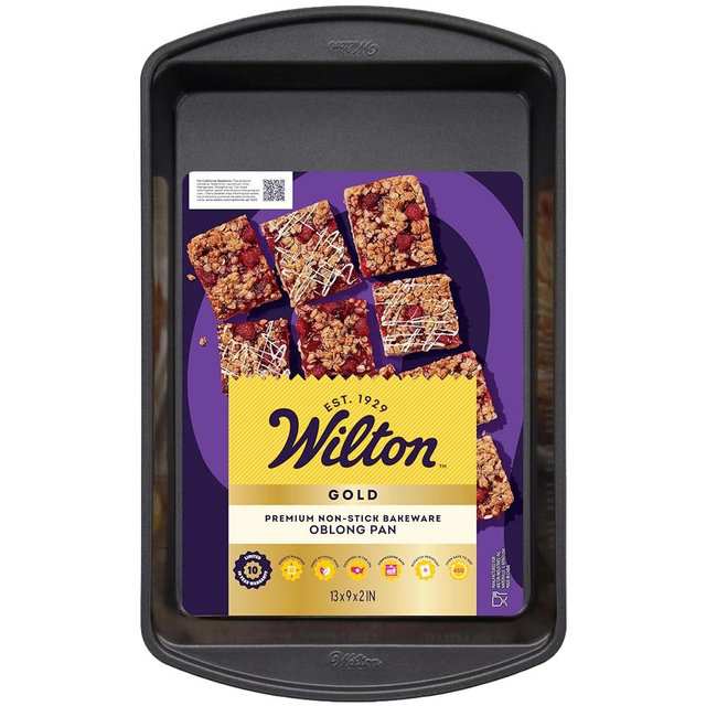 Wilton Gold Premium Non-Stick Warp-Resistant Bakeware, Made without PFAS, Oblong Cake Pan, Perfect for Casseroles, Cakes, Brownies, 13 x 9 x 2 in, Packaging May Vary
