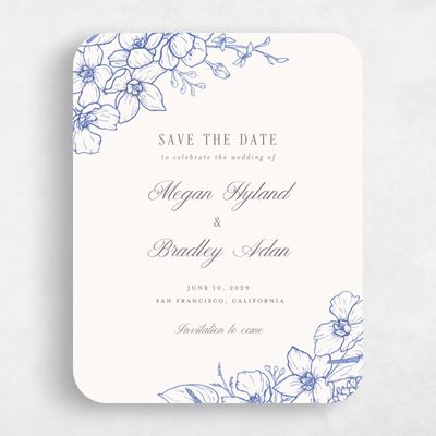 Blue Rounded Wedding Save the Date - Painaa Portrait