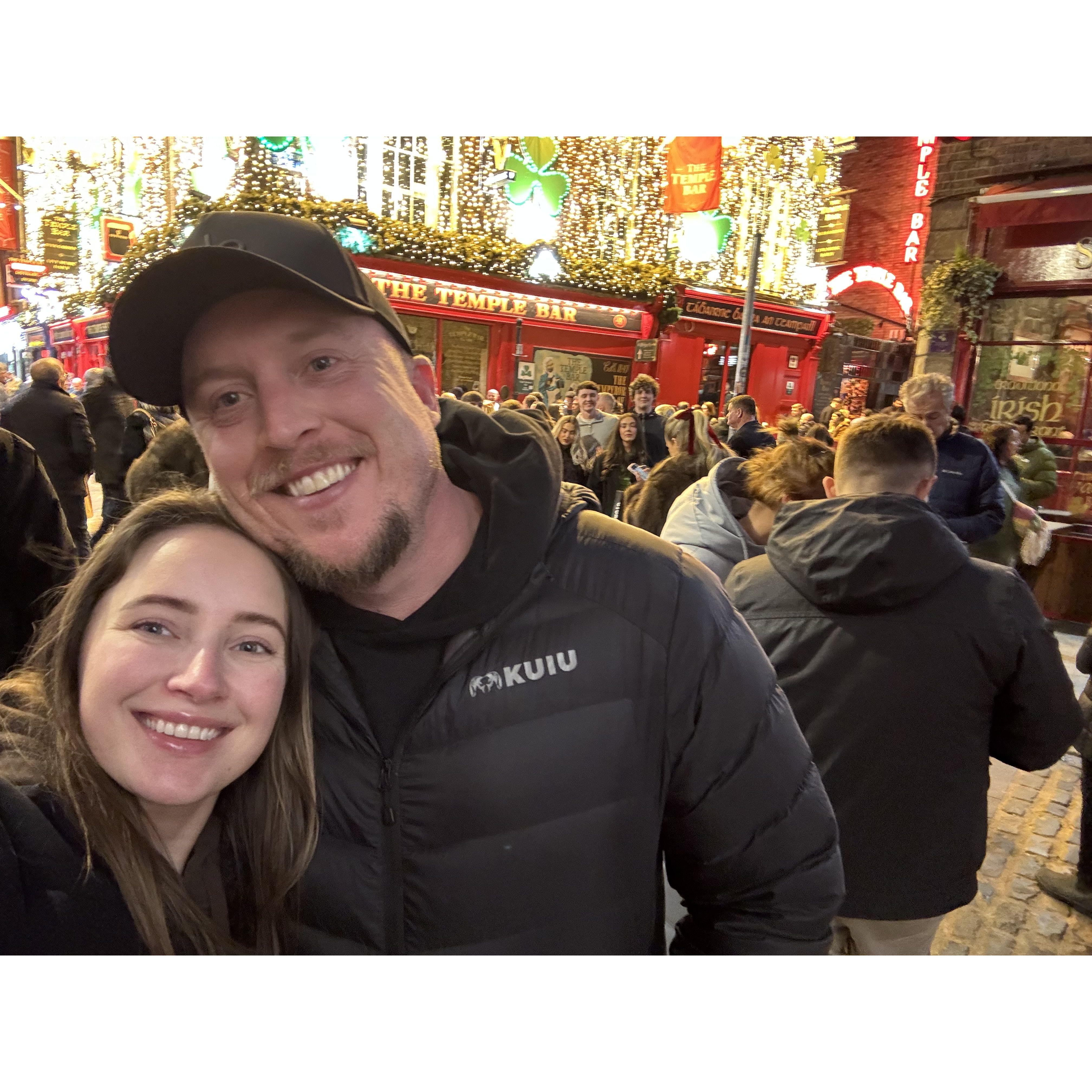 Temple Bar, Dublin Ireland for many pints of Guinness. Jetlagged beginning of a trip through Ireland, the UK, and Poland!