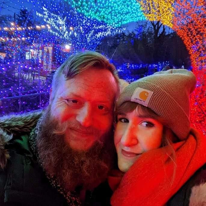 Bundled up at the Festival of Lights at the Cincinnati Zoo.
