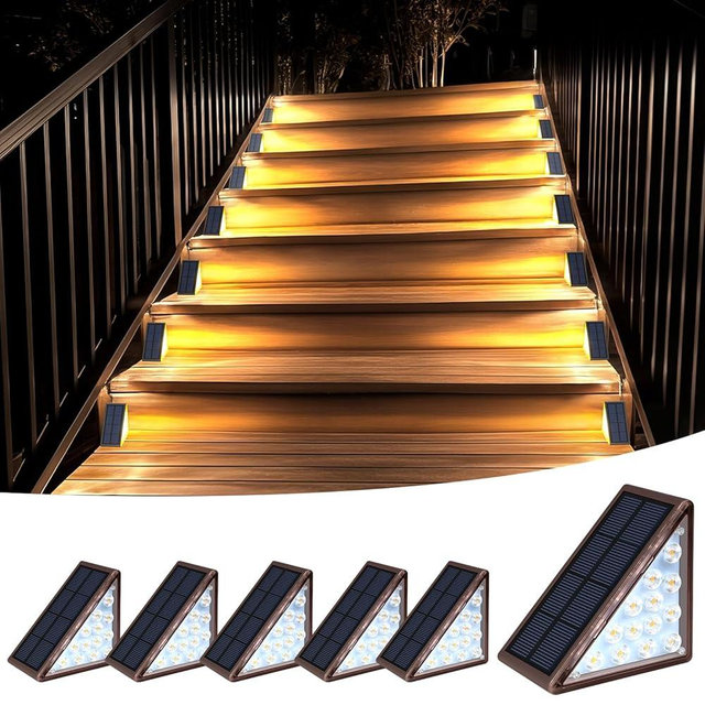 XILLUMI CORE Solar Step Lights for Outside Waterproof IP67, Outdoor Stair Light 6 Pack, Solar Stair Lights Outdoor LED Outdoor Step Lights Decor for Deck, Front Step, Patio, Garden