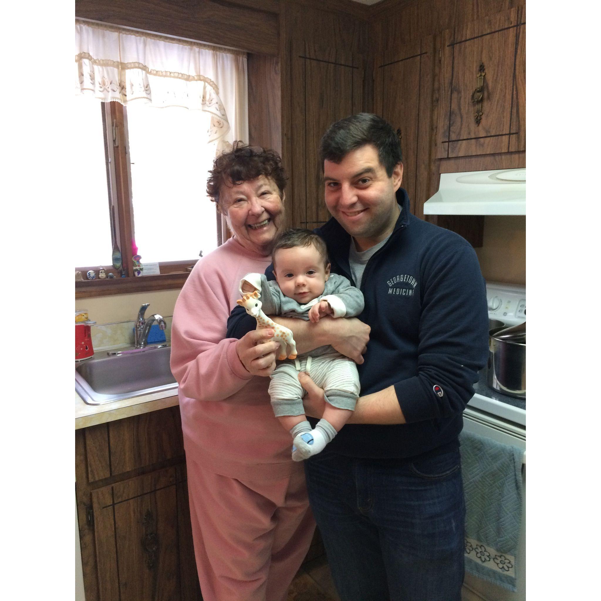 Matt and Grandma with new cousin