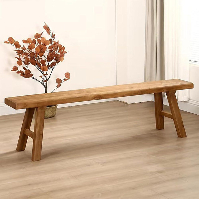 Farmhouse Wood Bench Indoor,Vintage Noodle Bench,Narrow Bench for Entryway Slim,Solid Wooden Dining Benches for Table,Natural Long Shoe Bench for Living Room,Front Door,Bedroom,Living Room,End of Bed(