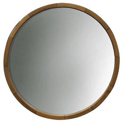 Round Decorative Wall Mirror Wood Barrel Frame - Threshold™