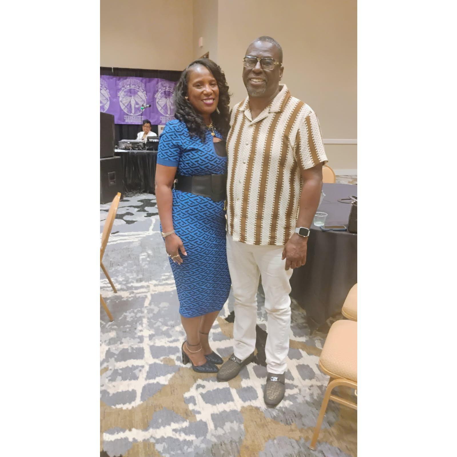 At a community banquet dinner