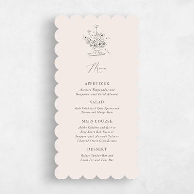 Beige Scalloped Wedding Menu - Keole