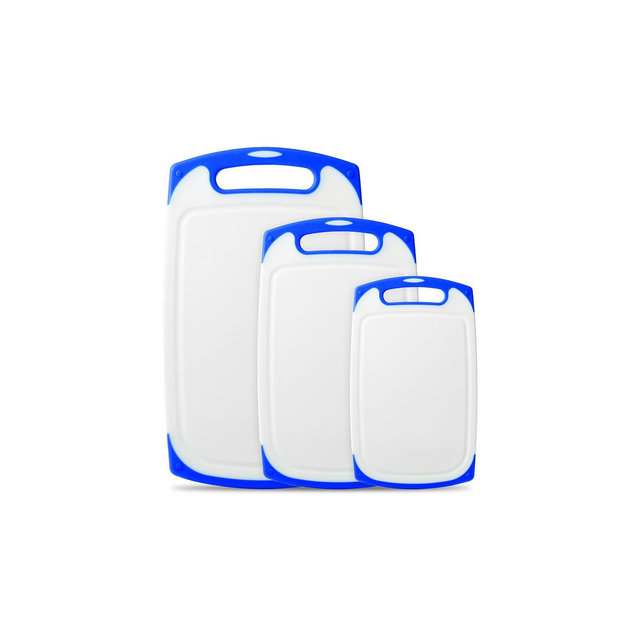 Belwares Plastic Cutting Boards Set of 3, with Non-Slip Feet & Deep Drip Juice Groove