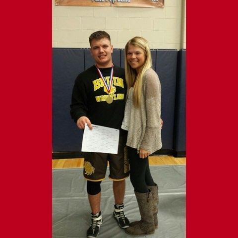 Valentine's Day our senior year... watched him wrestle. :)
