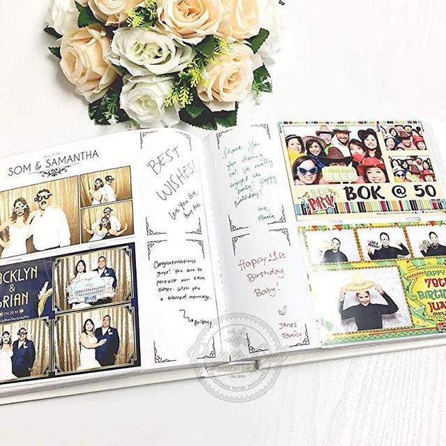 Paper Cut Design Shop Photo Booth Album Slide-in Plastic Slots with Storage Box Elegant Album 4x6 Photos - White