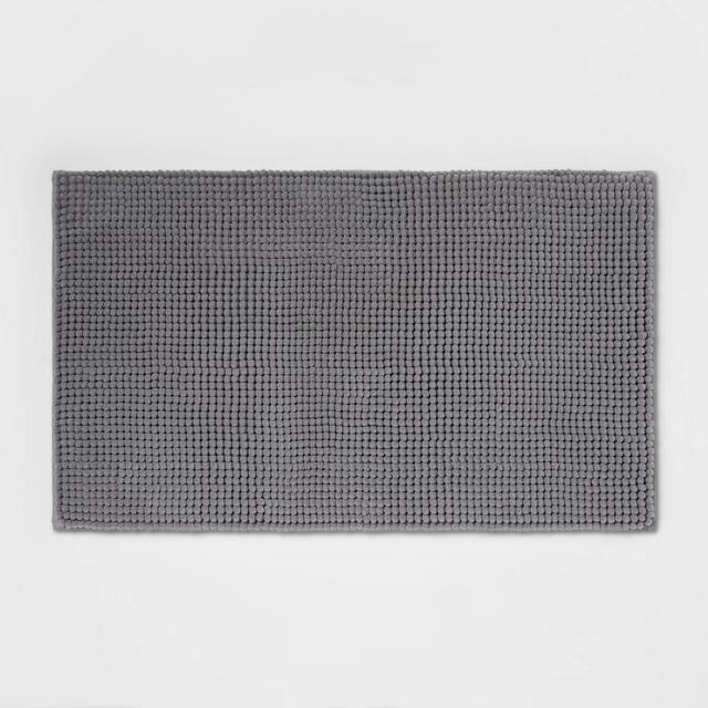 20"x34" Low Chenille Memory Foam Bath Rug Dark Gray - Threshold™